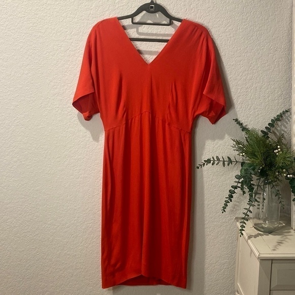 Lewitt V-Neck Red Tomato Dress - Size 6 - Picture 2 of 10